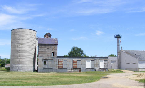 Old grain elevators next to former location of railroad tracks, Waldorf Minnesota, 2010