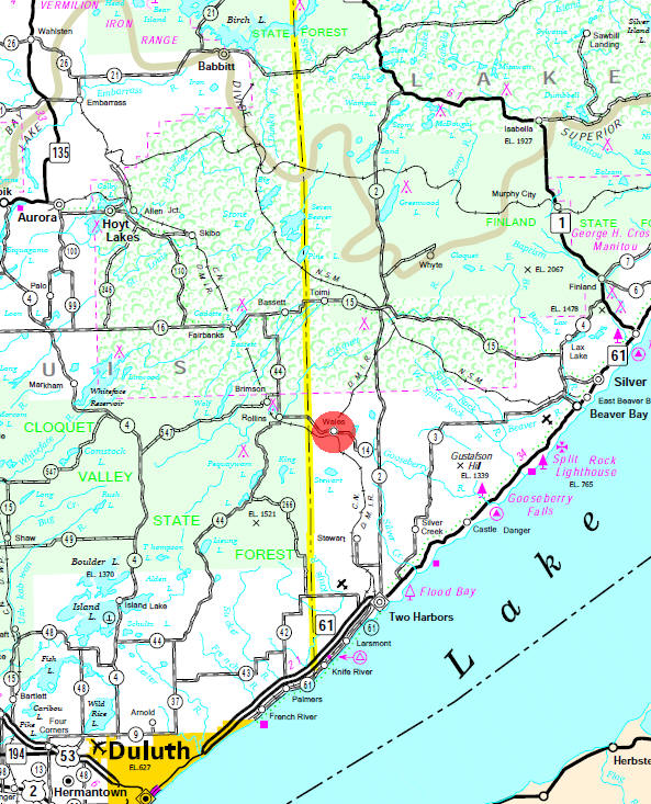 Minnesota State Highway Map of the Wales Minnesota area