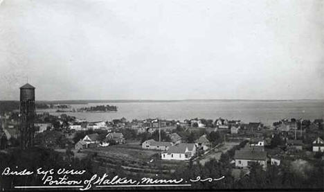 Bird's-eye view of a portion of Walker Minnesota, 1920