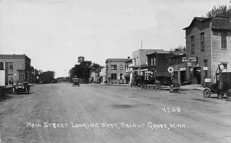 Main Street looking west, Walnut Grove Minnesota, 1920's