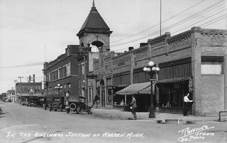 Business Section, Warren Minnesota, 1920's