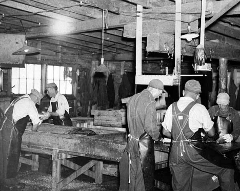 Processing fish, Booth Fish Company, Warroad Minnesota, 1944