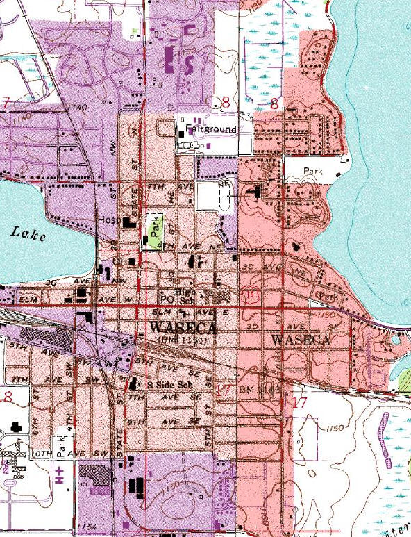 Topographic Map of the Waseca Minnesota area