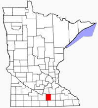 Location of Waseca County Minnesota