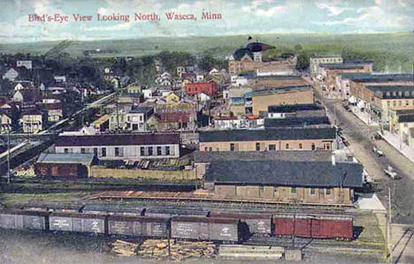 Birds eye view looking north, Waseca Minnesota, 1910