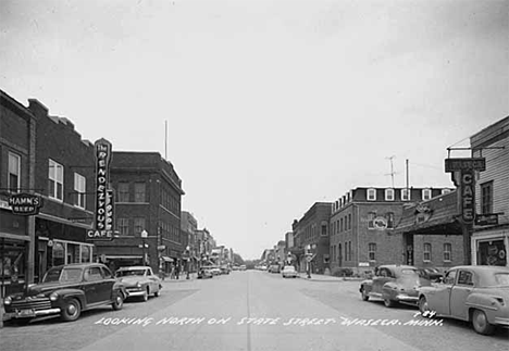 Looking north on State Street, Waseca Minnesota, 1950