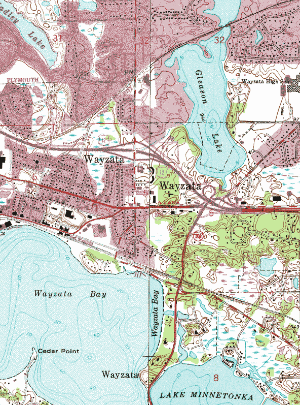 Topographic map of the Wayzata Minnesota area