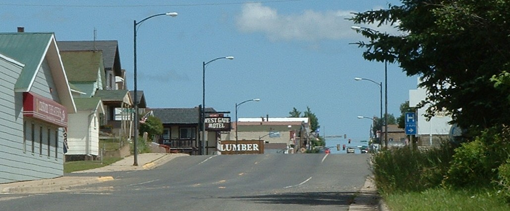 View of Sheridan Street in Ely Minnesota from the west end of town