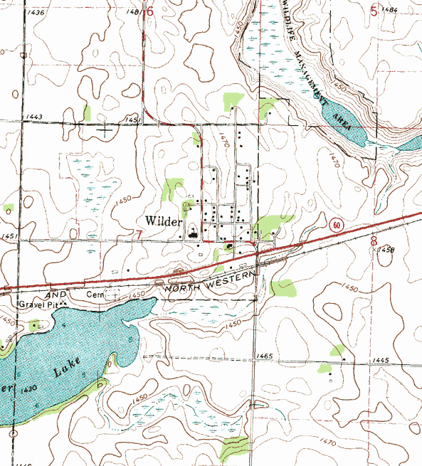 Topographic map of the Wilder Minnesota area
