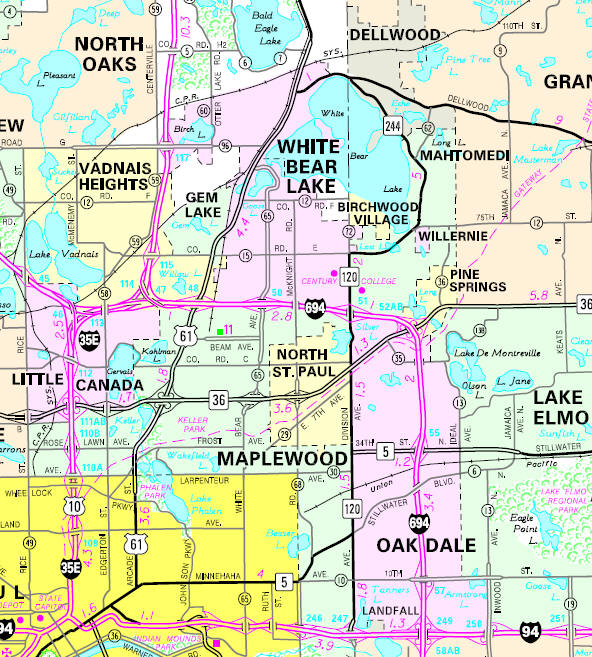 Minnesota State Highway Map of the Willernie Minnesota area