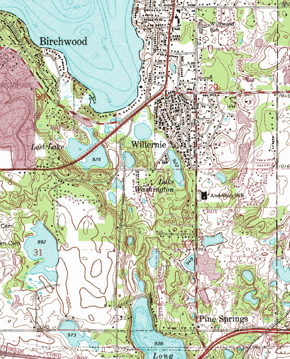 Topographic map of the Willernie Minnesota area