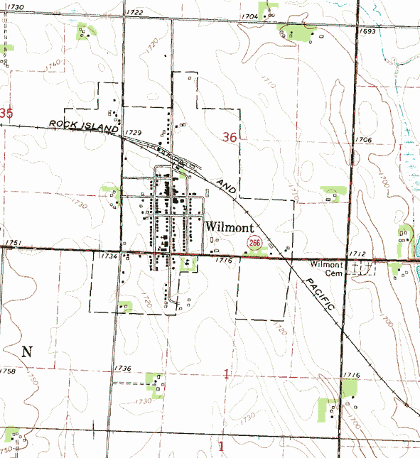 Topographic map of the Wilmont Minnesota area