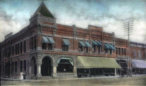 Corner of Main and Cleveland Streets, Winnebago Minnesota, 1907