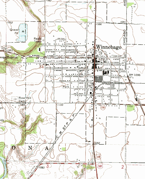 Topographic map of the Winnebago Minnesota area