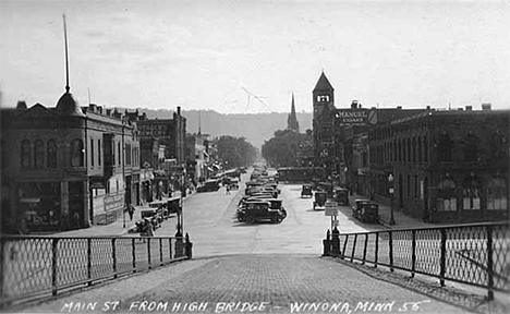 Main Street from the High Bridge, Winona Minnesota, 1929