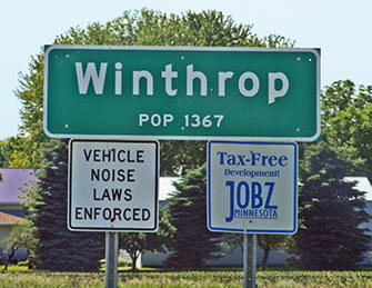 Winthrop Minnesota population sign
