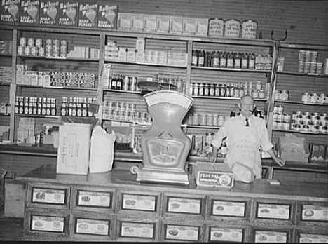Interior of store at Winton Minnesota, 1937