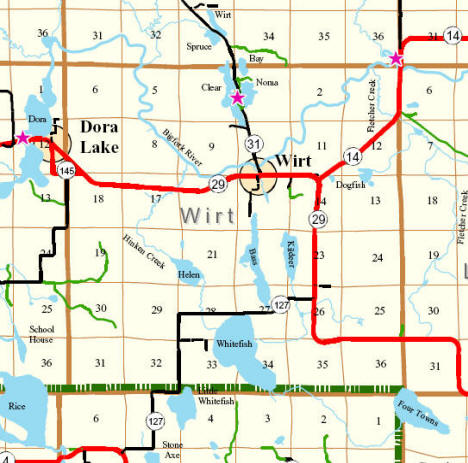 Map of Wirt Township from Itasca County