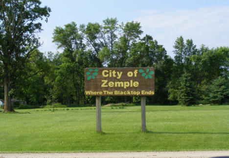 Welcome sign, Zemple Minnesota, 2010