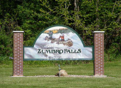 Welcome sign, Zumbro Falls Minnesota, 2010