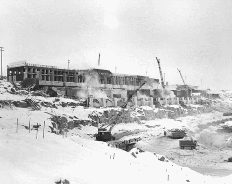 Construction of taconite processing plant near Mesaba, northeast of Aurora Minnesota, 1954