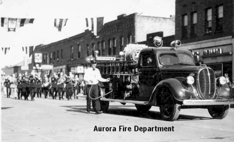 Aurora Fire Department at parade in Virginia Minnesota, 1940