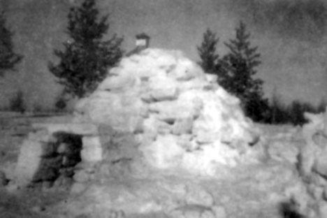 Snow house at Emanuelson home, Babbitt Minnesota, 1930s