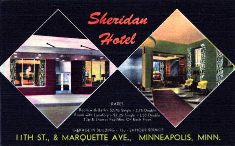 The Sheridan Hotel, Minneapolis Minnesota, 1940's