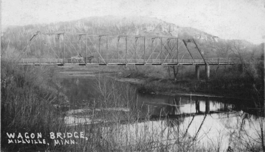 Wagon Bridge at Millville Minnesota, early 1900's