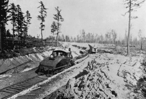 Preliminary stripping operations at the Missabe Mountain iron mine, 1893