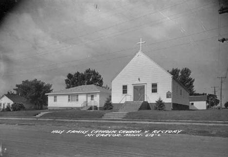 Holy Family Catholic Church, rectory, and school building, McGregor.