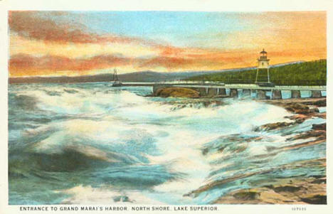 Entrance to Grand Marais harbor, 1920