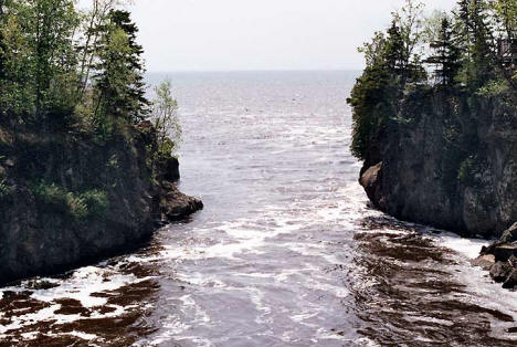 Temperance River entering Lake Superior near Schroeder Minnesota