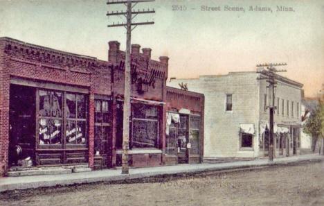 Street scene, Adams Minnesota, 1916