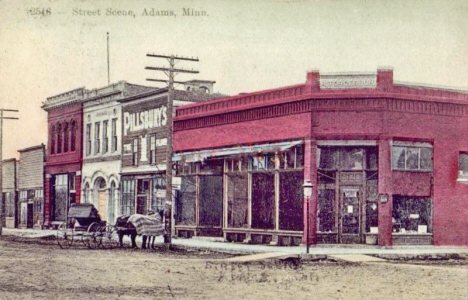 Street scene, Adams Minnesota, 1916