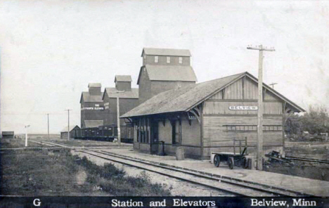 Station and Elevators, Belview Minnesota, 1911