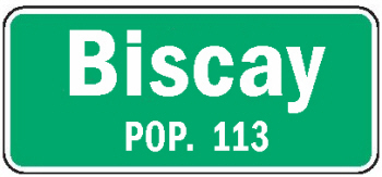 Biscay Minnesota population sign