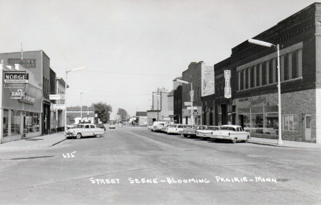 Street scene, Blooming Prairie Minnesota, 1950's