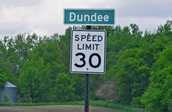 Dundee city limits sign, Dundee Minnesota