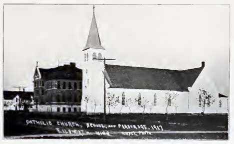 Catholic Church, School and Parsonage, Ellsworth Minnesota, 1908