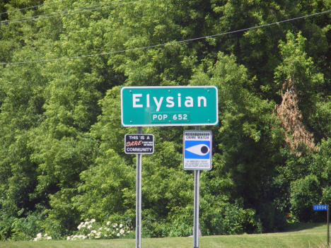 Population sign, Elysian Minnesota, 2014
