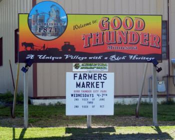 Welcome sign, Good Thunder Minnesota