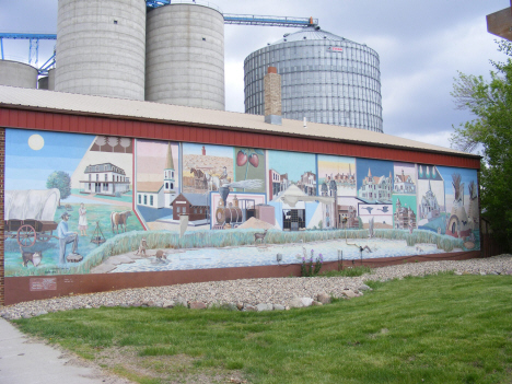 Centennial mural depicting local history, Heron Lake Minnesota, 2014