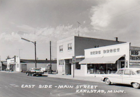 East side of Main Street, Karlstad Minnesota, 1950's