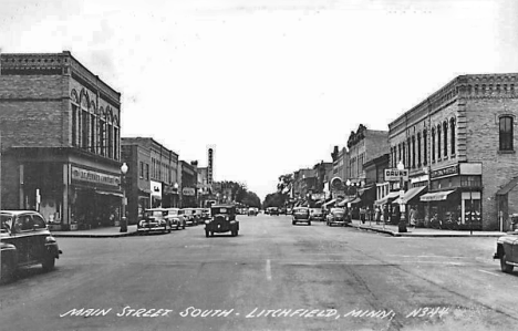 Main Street south, Litchfield Minnesota, 1940's