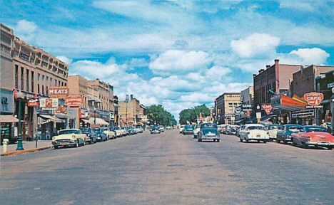 Street scene, Little Falls Minnesota, 1950's