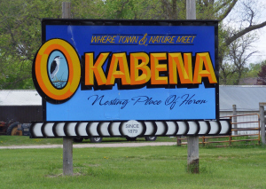 Welcome sign, Okabena Minnesota