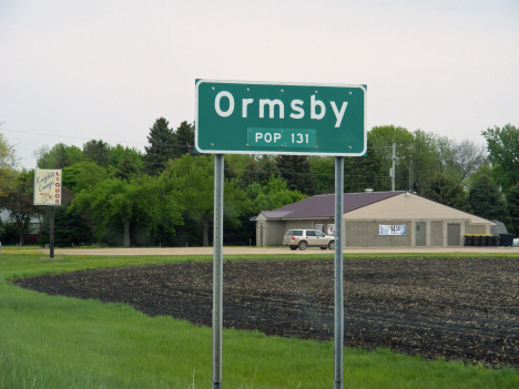 Population sign, Ormsby Minnesota, 2014