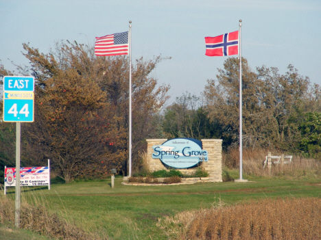 Welcome sign, Spring Valley Minnesota, 2009