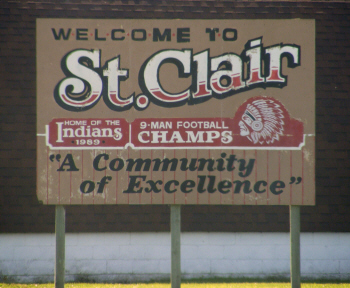 Welcome sign, St. Clair Minnesota